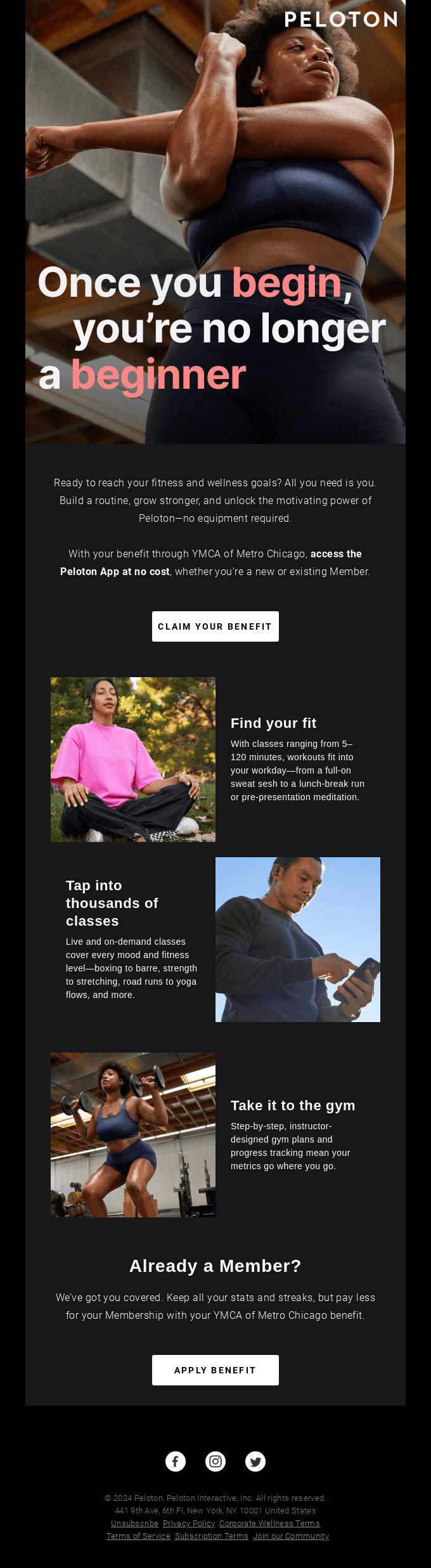 Email design by Peloton