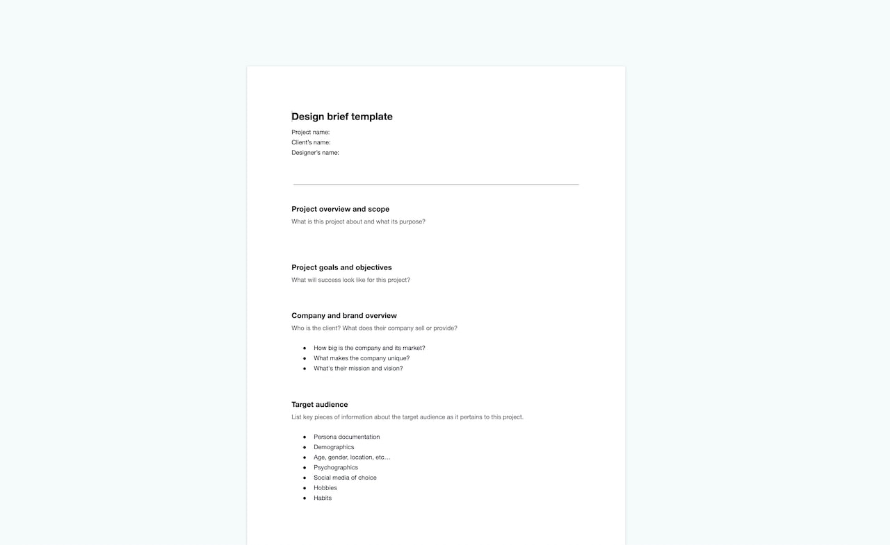 Download your free design brief template